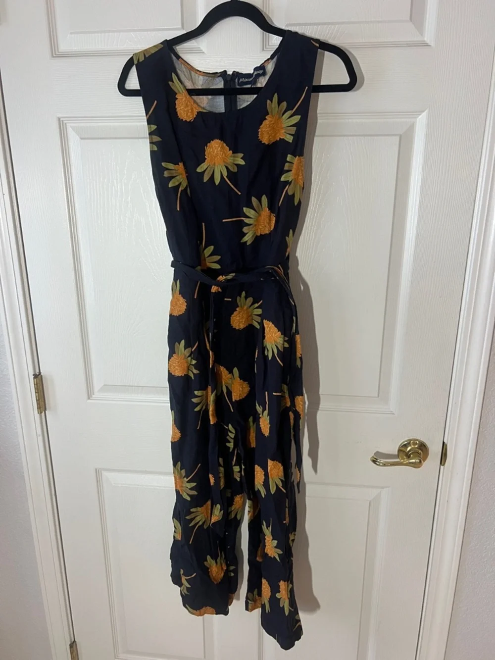 Princess Highway Waratah Print Black Jumpsuit with‎ Orange Protea Floral, Sz 12